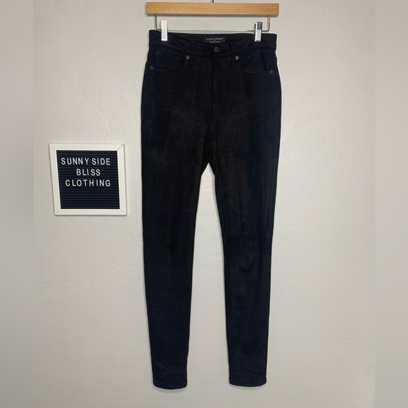Banana Republic Black Faux Suede High Rise Skinny Jeans Size 25 Tall - Picture 1 of 12